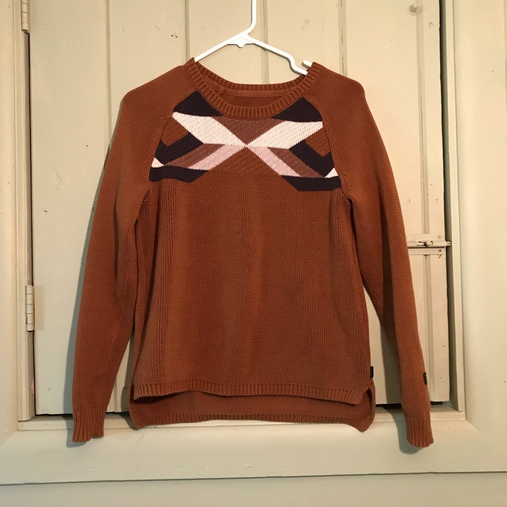 Terra cotta Burton sweater knit geometric